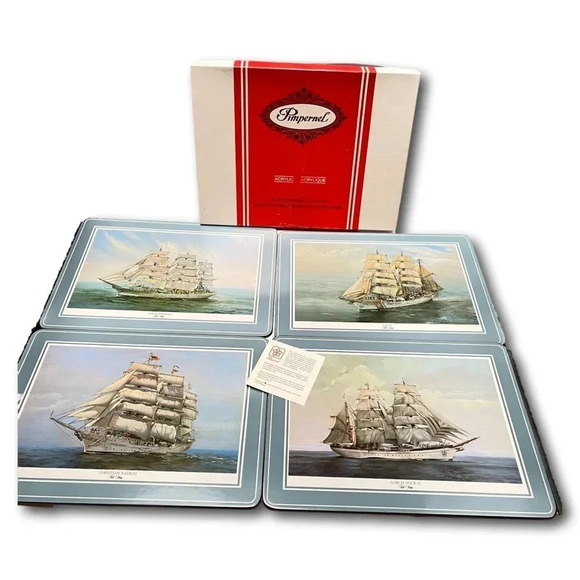 Pimpernel Placemats Tall Ships Box 4 Size 12 x 9 in Cork Backed - Picture 1 of 11